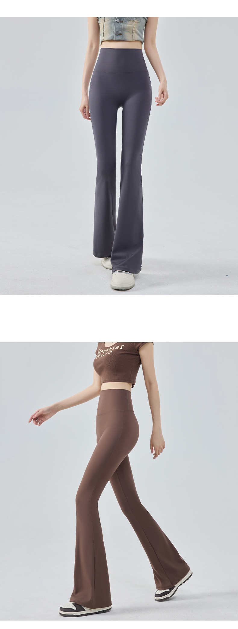 001 Yoga Flared Extended Women Tummy Control Hip Lift Slimming Bell Bottom Quk-Dry Casual Sports Dance Fitness Pants_voghion.com