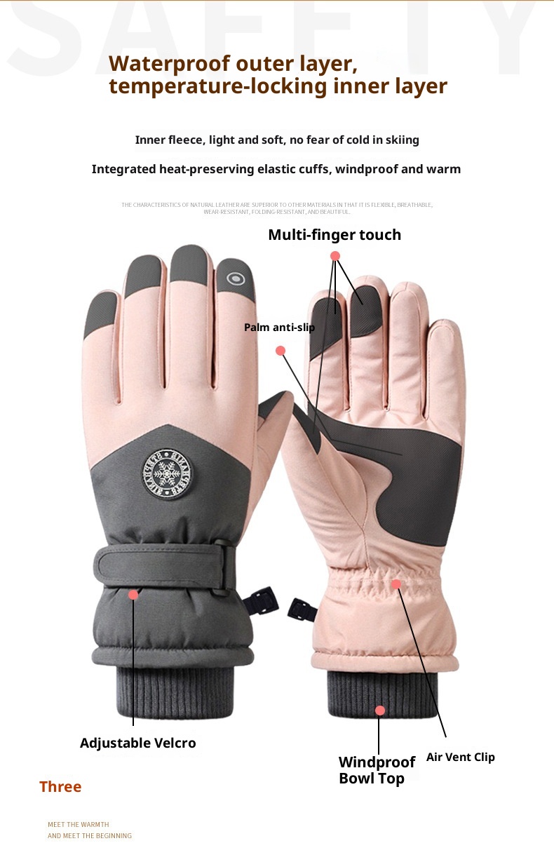 001 Toptan Açık Hava Bisikleti Polar Astarlı Kalınlaştırılmış Kayak Erkekler ve Kadınlar İçin Kışlık Dokunmatik Ekranlı Şık Spor Eldivenleri_voghion.com