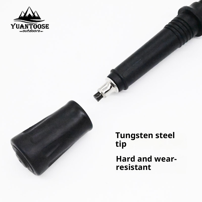 001 Bastone da trekking pieghevole in lega di alluminio leggero telescopico per esterni, antiscivolo_voghion.com