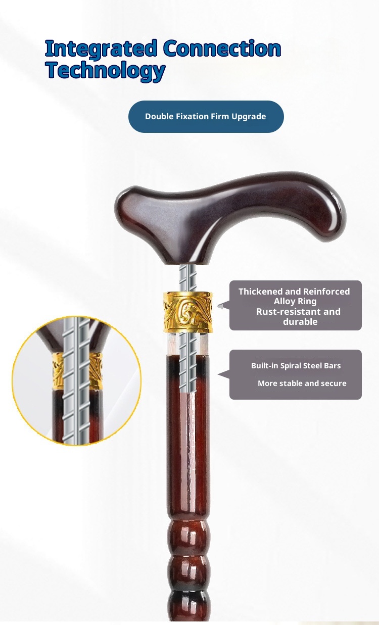 001 Bastone da passeggio in legno massello antiscivolo per anziani con impugnatura a forma di testa di drago, leggero, a quattro zampe, anticaduta_voghion.com