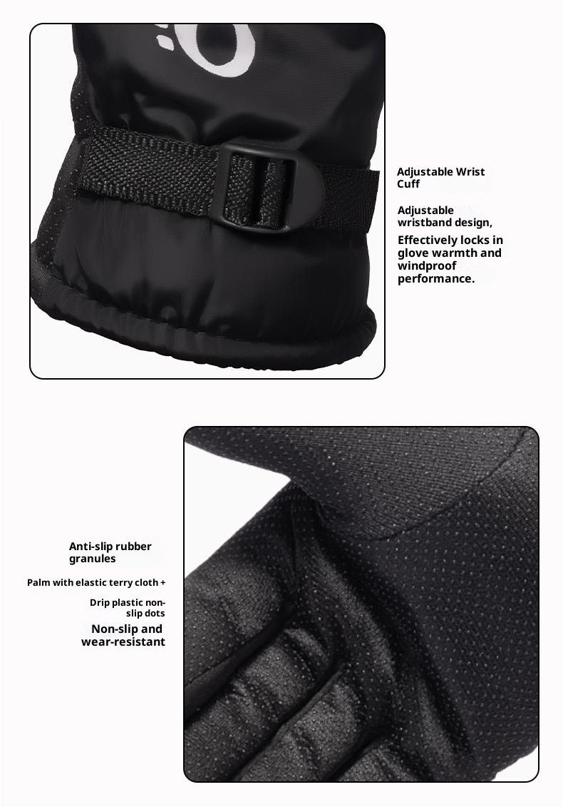 001 Winter Warm Men's Gloves For Cycling Skiing, Fleece-Lined, Thickened, Windproof, Non-Slip, Motorcycle, Electric Scooter,_voghion.com