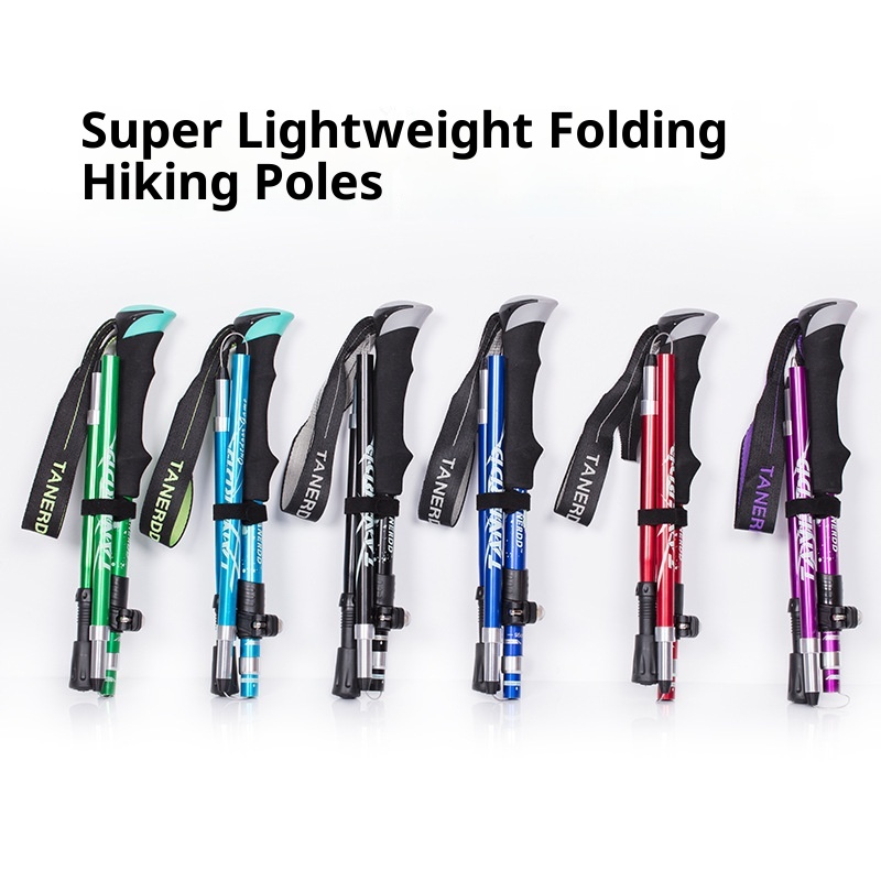 001 Bastone da passeggio telescopico corto ultraleggero pieghevole in lega di alluminio per escursionismo all'aperto all'ingrosso_voghion.com