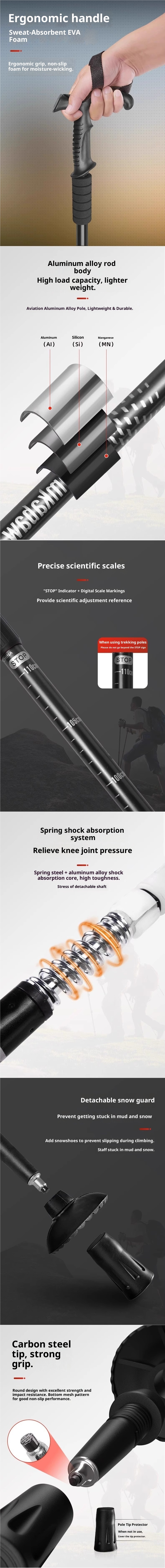 001 Trekking Teleskop-Faltstock Profi Outdoor Wanderstock Kletterausrüstung Rutschfeste Aluminiumlegierung_voghion.com