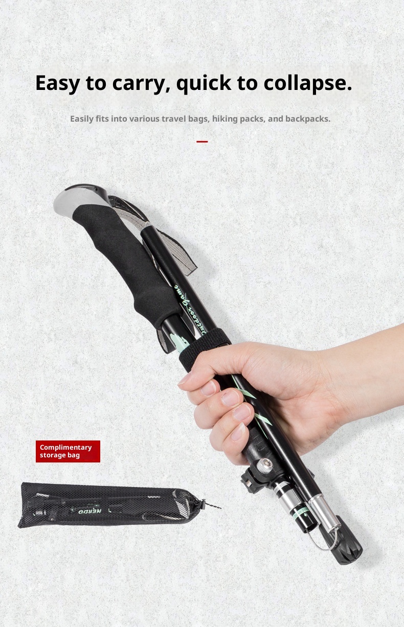 001 Bastone da passeggio telescopico corto ultraleggero pieghevole in lega di alluminio per escursionismo all'aperto all'ingrosso_voghion.com