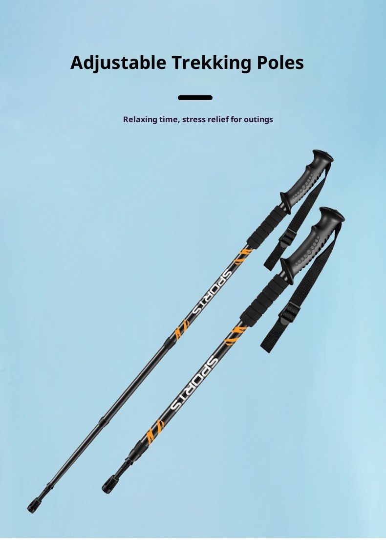 001 Bastone da trekking per esterni, tre sezioni, telescopico in lega di alluminio, bastone da trekking per anziani, antiscivolo, assorbimento degli urti, camminata_voghion.com