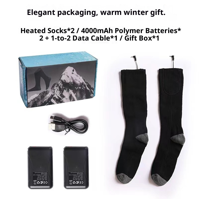 001 001 Scaldapiedi elettrico riscaldato ricaricabile per sci, per donna, inverno, uomo, calzini riscaldanti spessi e caldi all'ingrosso_voghion.com