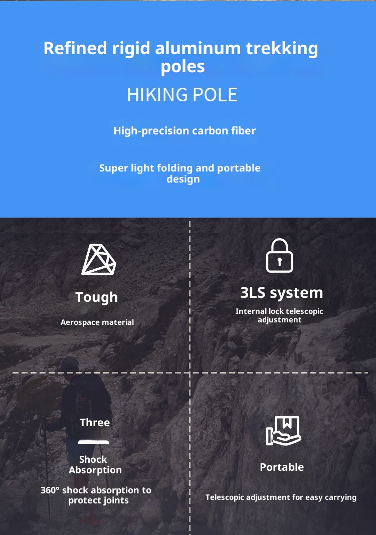 001 Telescopic Four-Section Three-Section Aluminum Alloy Elderly Shock Absorption Ultra-Light Straight Curved Handle Hiking_voghion.com