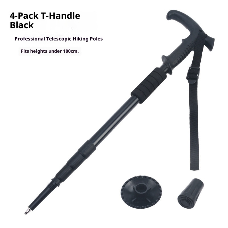 001 Bastone da passeggio retrattile da viaggio, da arrampicata, da trekking, da esterno, in lega di alluminio, multicolore, antiscivolo_voghion.com