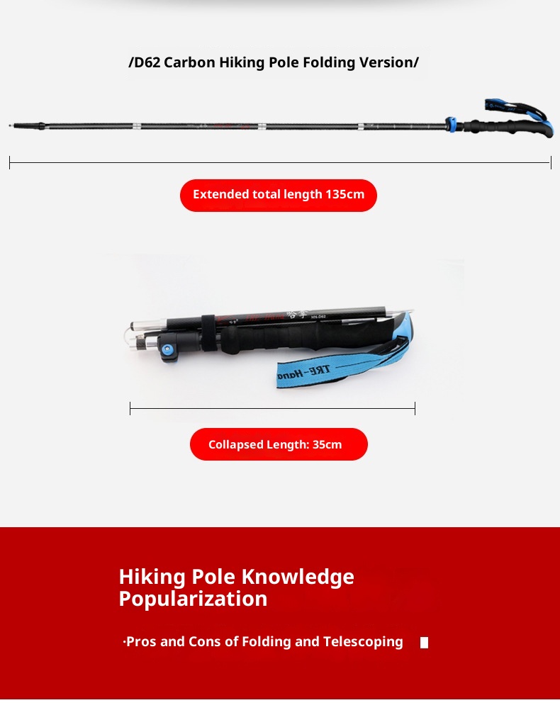 001 Fiber Teleskop-Falt-Trekkingstock für Damen und Herren, rutschfest, Wanderstock aus Carbonlegierung mit Stoßdämpfung_voghion.com