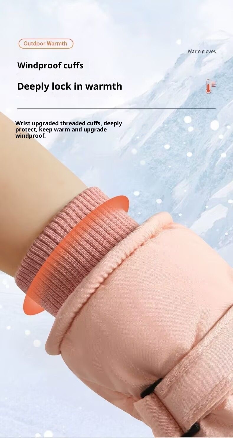 001 Herren Winter-Skihandschuhe mit Touchscreen, wasserdicht, winddicht, warm, mit Fleece gefüttert, kältebeständig, für Outdoor-Aktivitäten wie Radfahren und Bergsteigen_voghion.com