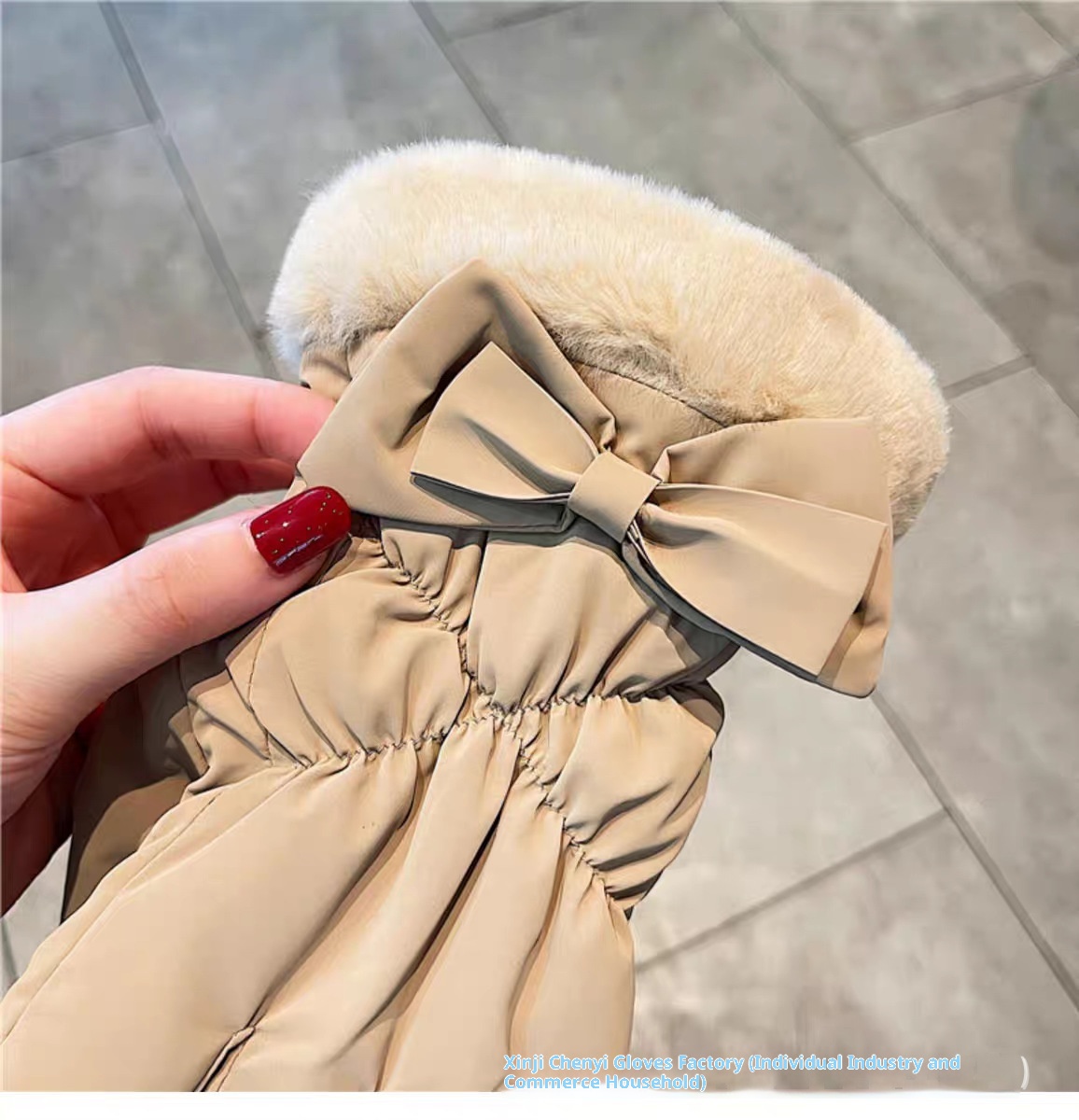 001 Women's Gloves For Cycling, Windproof, Waterproof, Touchscreen, Fleece-lined, Thickened, Electric Bike, Bowknot, Winter_voghion.com