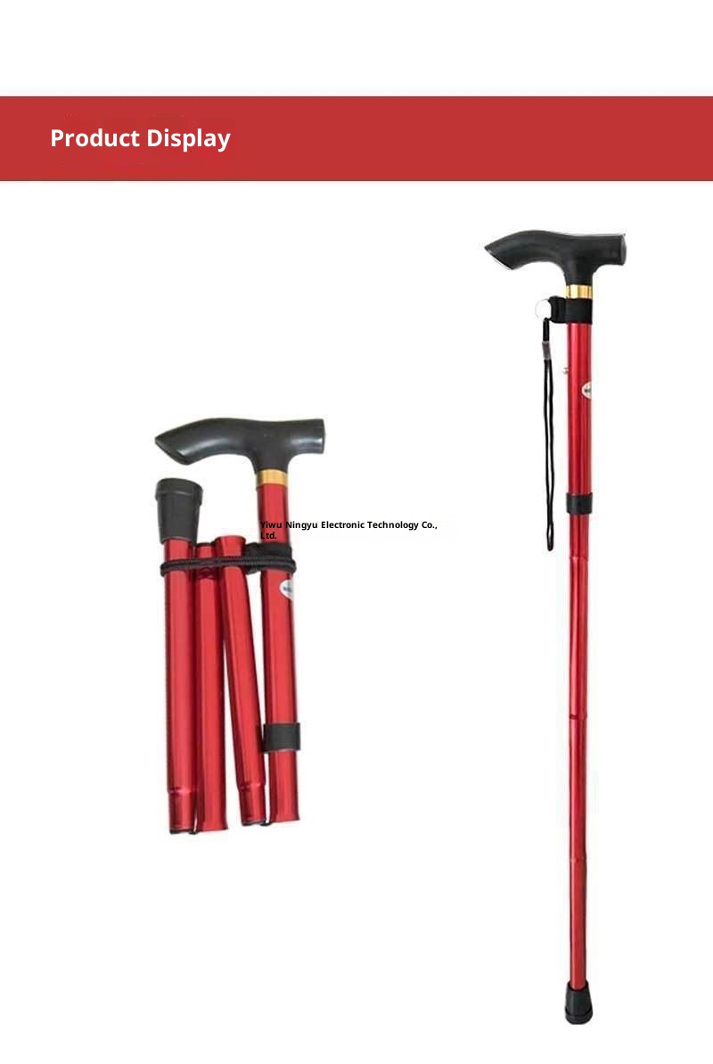 001 Wanderstock, fünfteilig, faltbar, ultrakurz, teleskopierbar, für Damen und Herren, Gummi, ohne Aufdruck_voghion.com