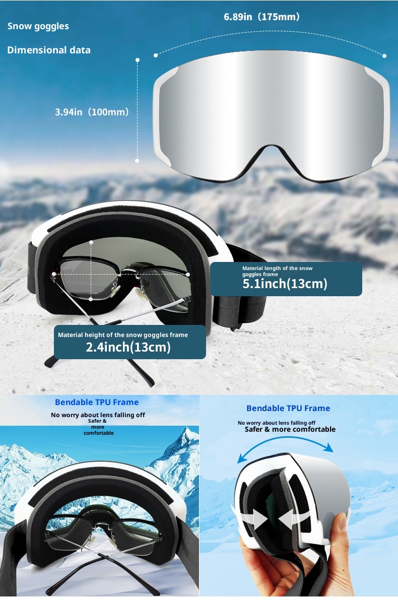 001 Double-layer Anti-fog Large Field Of View Aspheric Indoor Goggles HD Enhanced Clarity Outdoor Mountaineering Ski Glasses_voghion.com