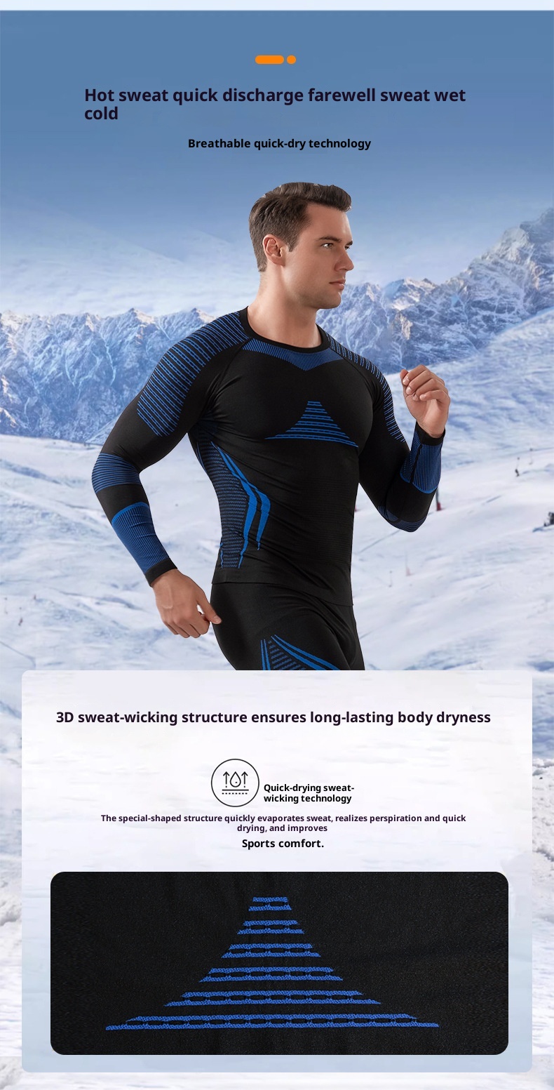 001 Autumn Winter Outdoor Ski Quick-Dry Sports Men Women Moisture-Wicking Base Layer Compression Thermal Underwear Set_voghion.com