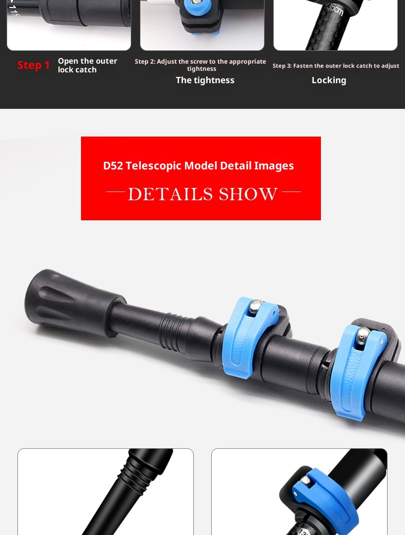 001 Fiber Teleskop-Falt-Trekkingstock für Damen und Herren, rutschfest, Wanderstock aus Carbonlegierung mit Stoßdämpfung_voghion.com