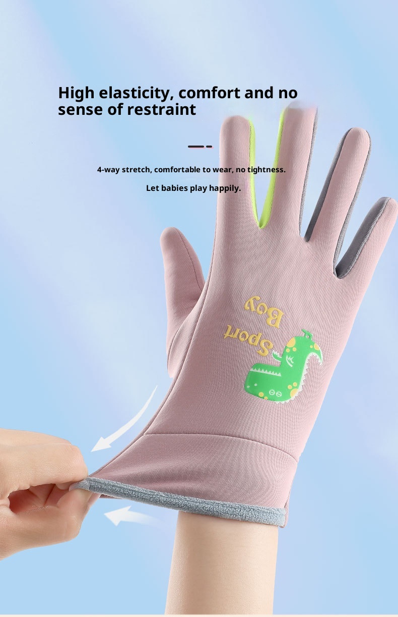 001 Winter Children's Warm Gloves Windproof Water-Resistant Boys And Girls Skiing Snow Play Fleece-Lined Cycling Outdoor_voghion.com