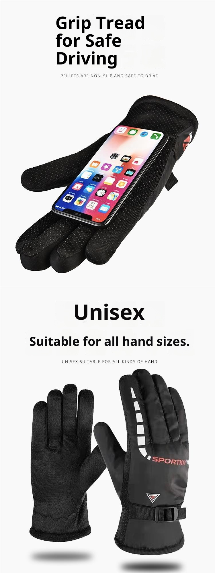 001 Men's Winter Women's Warm Cycling Cold-Proof Fleece-Lined Thickened Windproof Waterproof Motorcycle Skiing Cotton Gloves_voghion.com