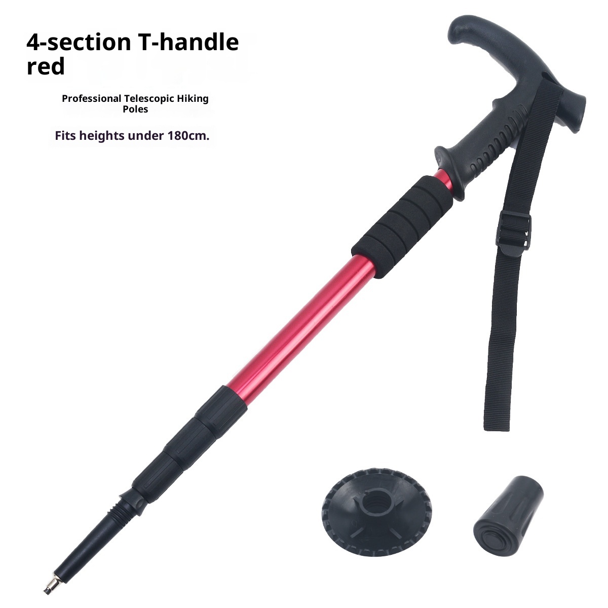 001 Bastone da passeggio retrattile da viaggio, da arrampicata, da trekking, da esterno, in lega di alluminio, multicolore, antiscivolo_voghion.com