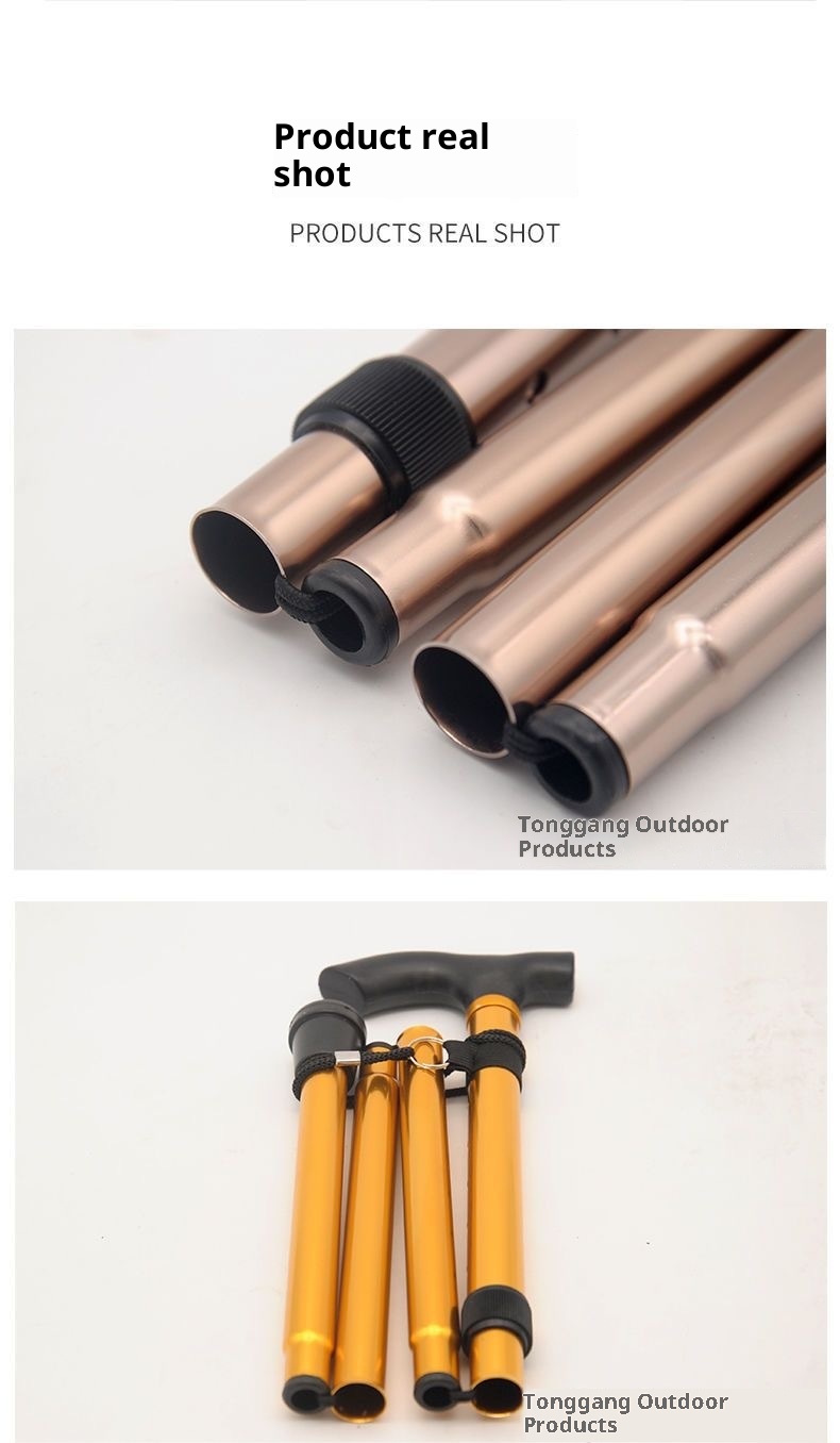 001 Unisex-Wanderstock aus Aluminiumlegierung, faltbar, rutschfest, für Senioren, für den Outdoor-Bereich_voghion.com