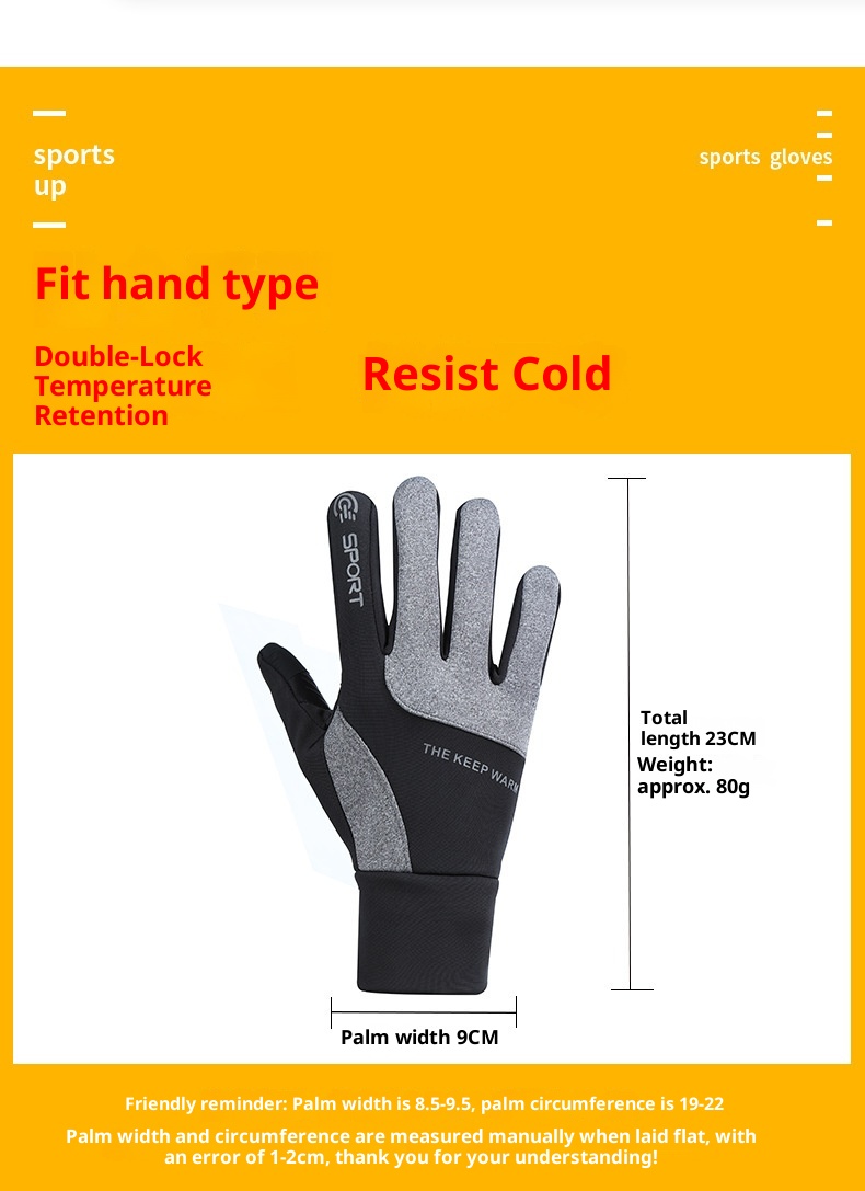 001 Outdoor Men's Cycling Cationic Thermal Touchscreen Fleece Lined Thickened Windproof Water-Resistant Sports Ski Gloves_voghion.com