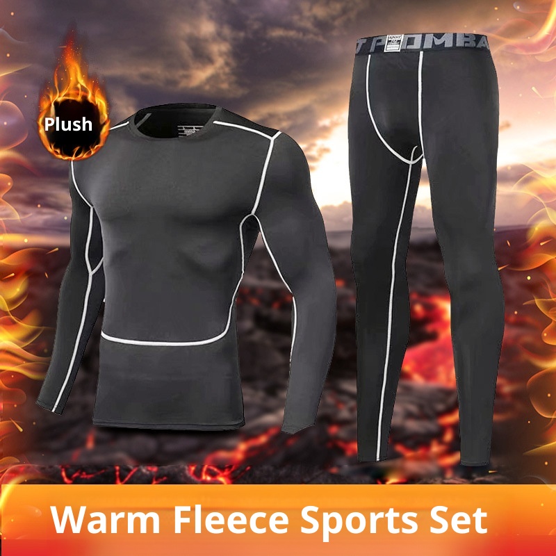 001 Children's Compression Training Suit Set Boys Basketball Soccer Sports Fitness Warm Base Layer Student Autumn Winter_voghion.com