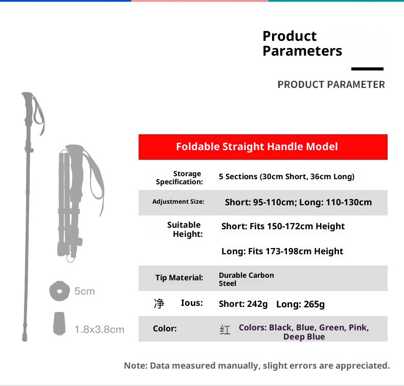 001 Bastone telescopico pieghevole leggero multifunzionale per arrampicata, escursionismo, camminata, antiscivolo_voghion.com