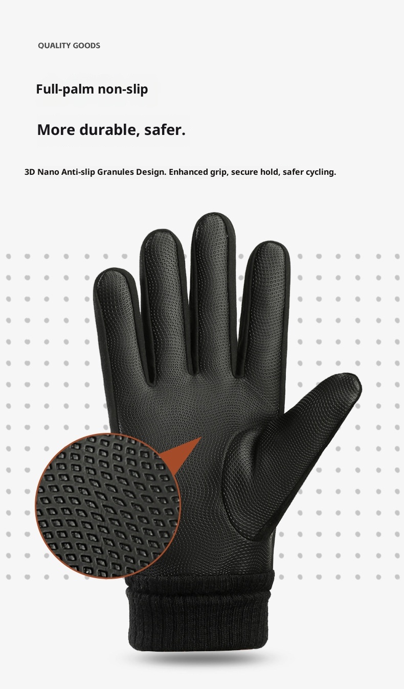 001 Pigskin Genuine Leather Ski Gloves For Men, Autumn And Winter Outdoor Riding Motorcycle Windproof Non-slip Fleece-lined_voghion.com