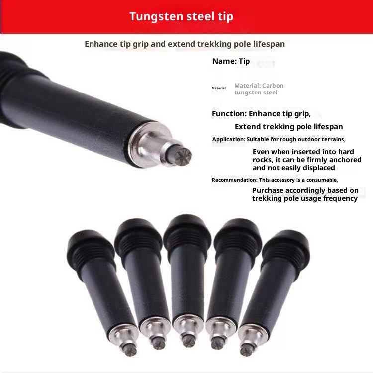 001 Hiking Stick Accessories Trekking Climbing Outdoor Camping Wear-resistant Tungsten Steel Pole Tip_voghion.com