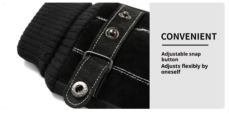 001 Pigskin Genuine Leather Ski Gloves For Men, Autumn And Winter Outdoor Riding Motorcycle Windproof Non-slip Fleece-lined_voghion.com