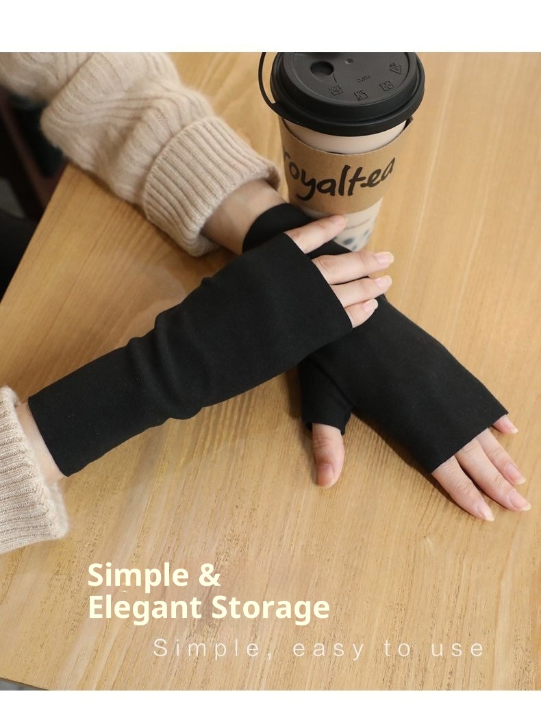 001 De Rong Thermal Half Flexible Writing Full Finger Gloves With Pocket Unisex Self-Heating Wrist Guard_voghion.com