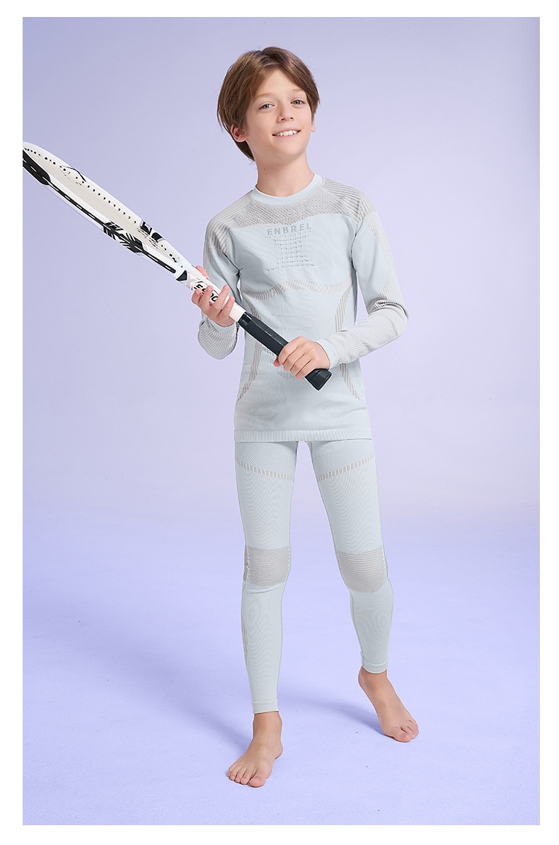 001 Set di biancheria intima termica e elastica aderente per bambini e bambine, da sci, da corsa, ad asciugatura rapida_voghion.com