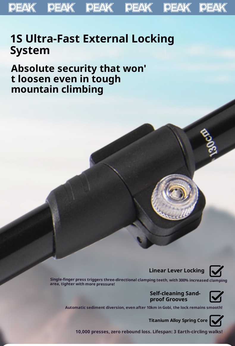 001 Peak Bastoncino da trekking 2 in 1 speciale per arrampicata ed escursionismo, bastone da passeggio telescopico in lega di alluminio con attacco a scatto_voghion.com