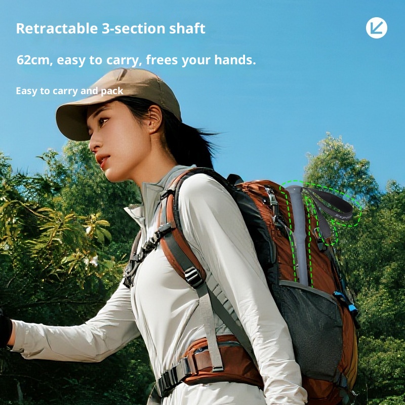 001 7075 Bastone da trekking in lega di alluminio Bastone telescopico Bastone da passeggio portatile con bloccaggio per esterni Bastone da arrampicata Artefatto Escursionismo_voghion.com