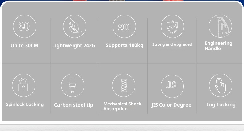 001 Bastone telescopico pieghevole leggero multifunzionale per arrampicata, escursionismo, camminata, antiscivolo_voghion.com