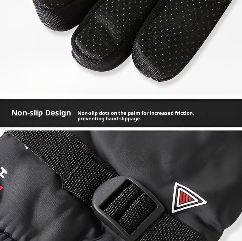 001 Guanti da sci e motociclismo da uomo, caldi, foderati in pile, spessi, antivento e antifreddo, per l'autunno e l'inverno_voghion.com