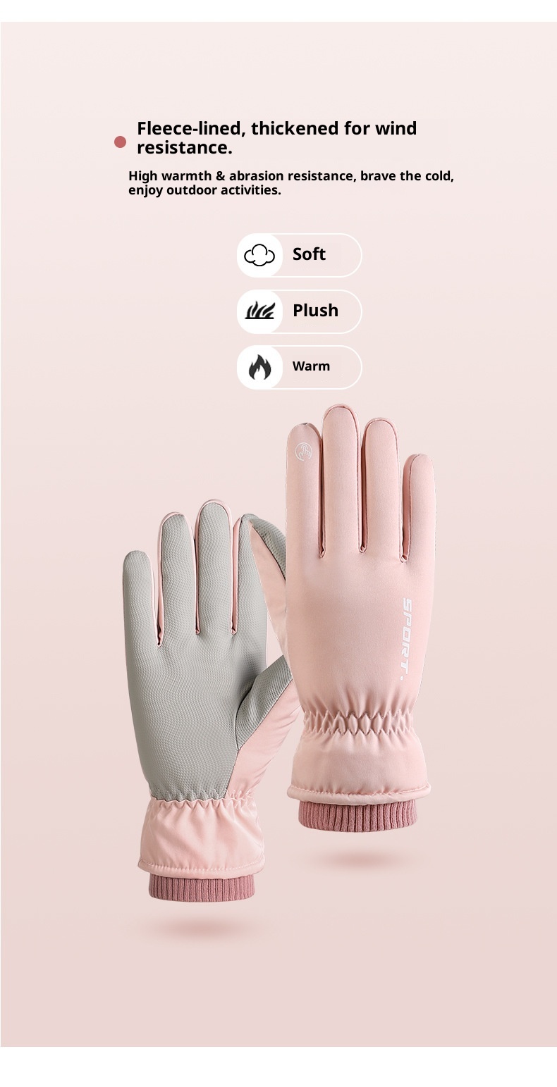 001 Damen-Skihandschuhe, Winter, Fleece-gefüttert, dick, warm, Touchscreen-kompatibel, kälte-, wind- und wasserdicht; Herren-Radhandschuhe aus Baumwolle_voghion.com
