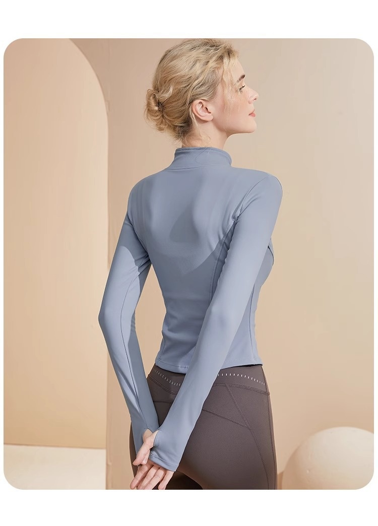 001 Lulu Yoga Giacca sportiva aderente, traspirante, ad asciugatura rapida, con colletto alto, vestibilità slim e dimagrante, per allenamento, ad alta elasticità_voghion.com