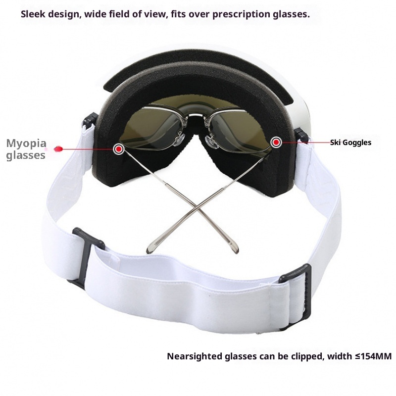 Gafas de esquí de doble capa antivaho, superficie de columna colorida y amplia visión, resistentes al viento, para invierno, para miopía y montañismo._voghion.com