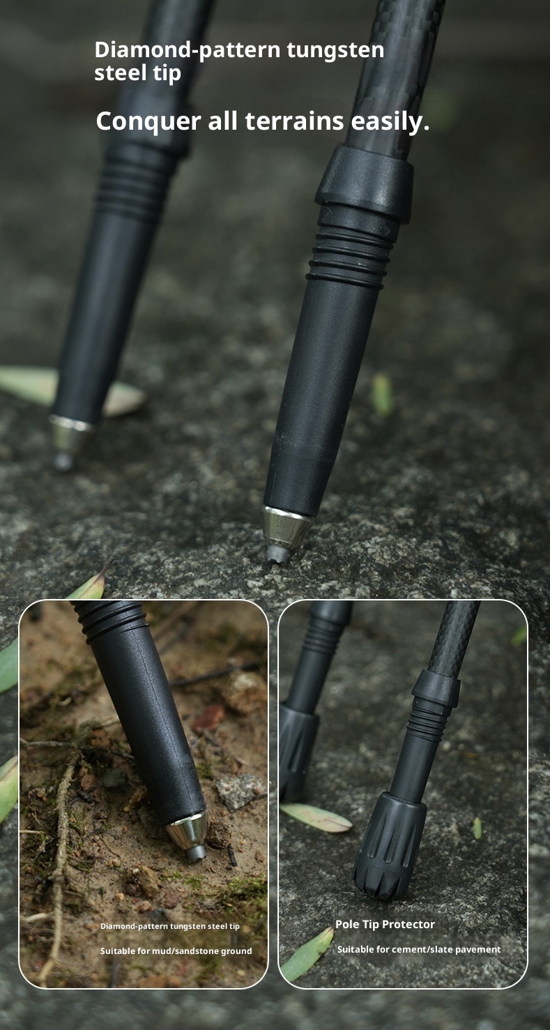 Bastón telescópico ultraligero de fibra de carbono 001 para trekking, de tres secciones, para hombres y mujeres, ideal para senderismo, escalada y actividades al aire libre._voghion.com