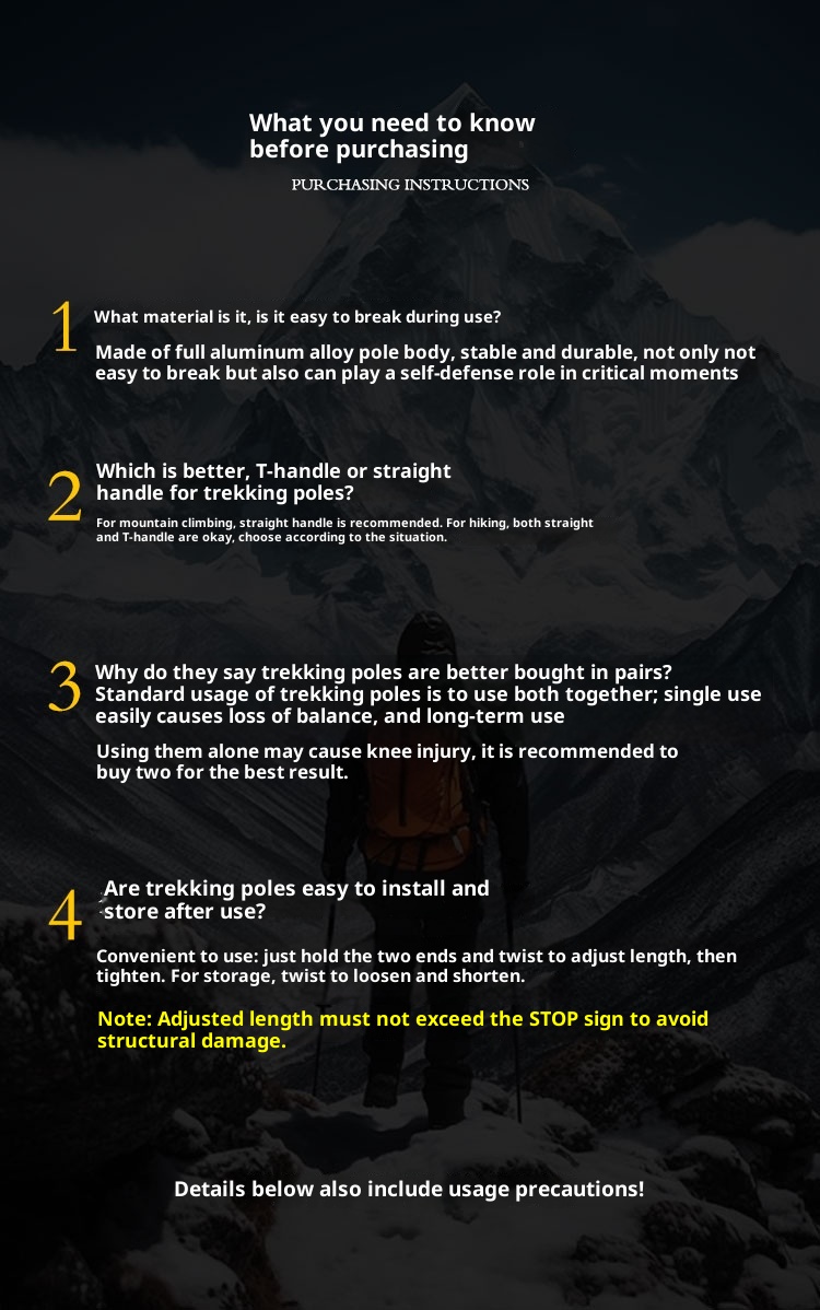 001 Professionelle Outdoor-Trekkingstöcke, teleskopierbar, faltbar, multifunktional, zur Selbstverteidigung für Männer, Frauen und Kinder_voghion.com