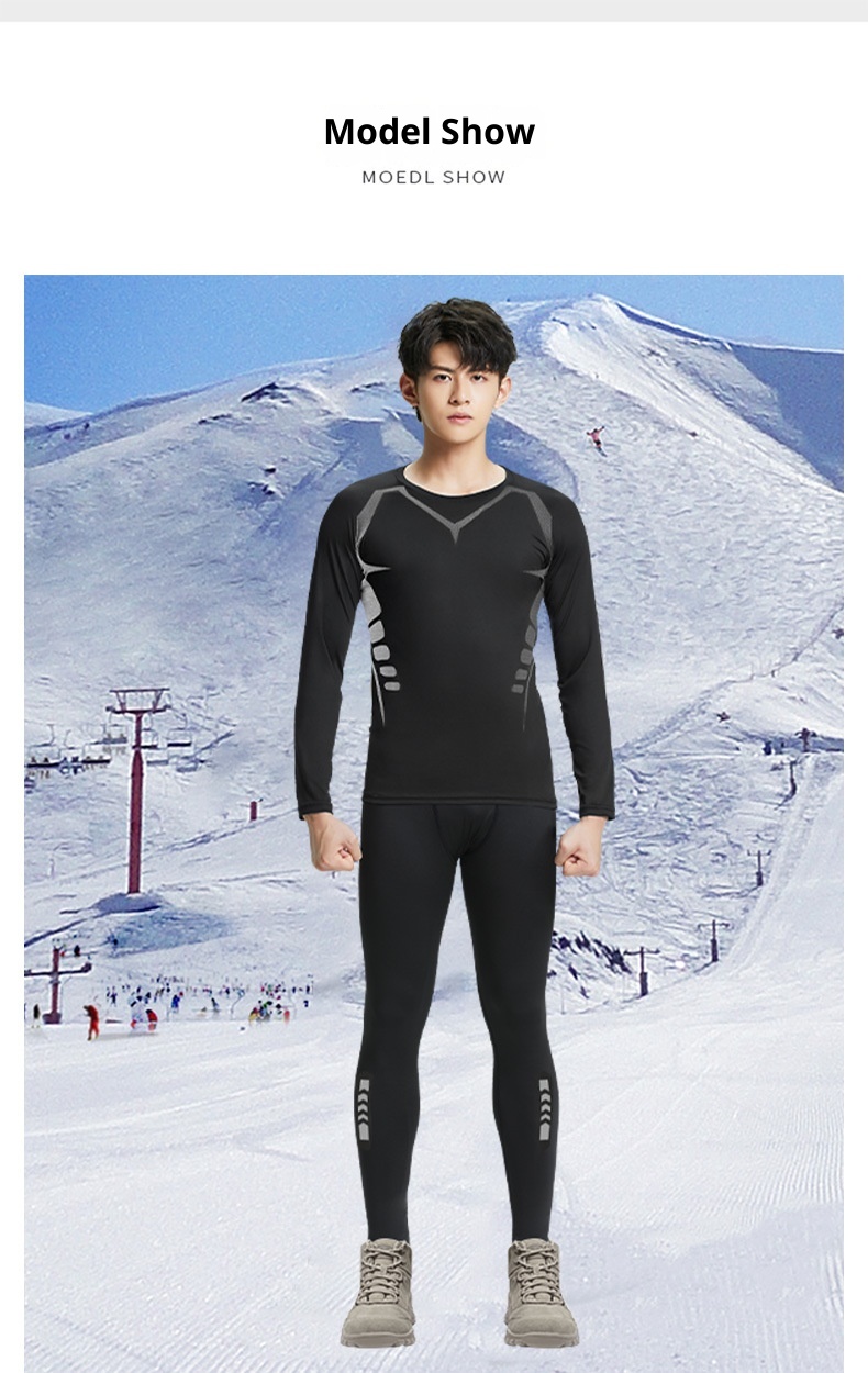 001 Intimo sportivo invernale da uomo ad asciugatura rapida, intimo termico da corsa, strato di base, set fitness in pile per attività all'aperto_voghion.com