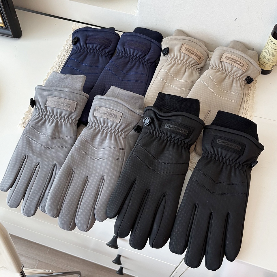 Gants de cyclisme pour couple, grande taille, hiver, imperméables au froid, double couche polaire épaisse, coupe-vent, compatibles avec les écrans tactiles, doigts entiers, pour activités de plein air._voghion.com