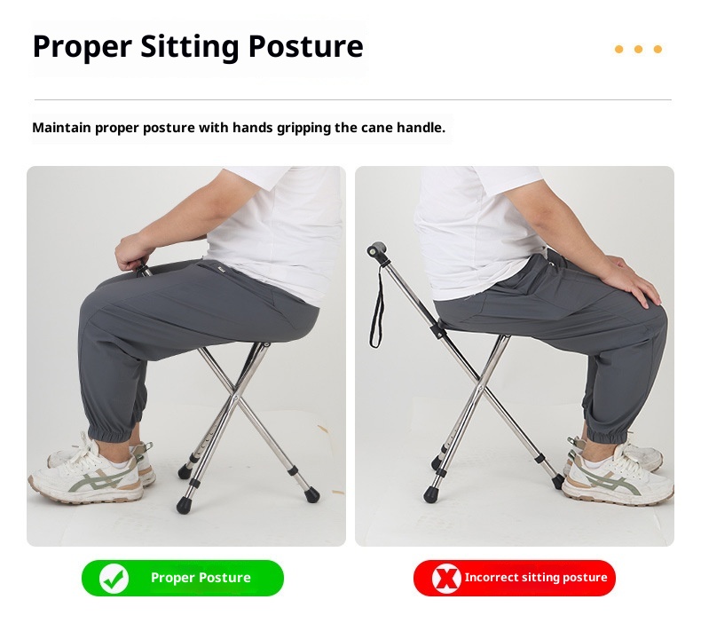 001 Bastone da passeggio portatile per anziani, multifunzionale, con seduta allargata, sgabello in canna, illuminazione in acciaio inossidabile ispessito_voghion.com