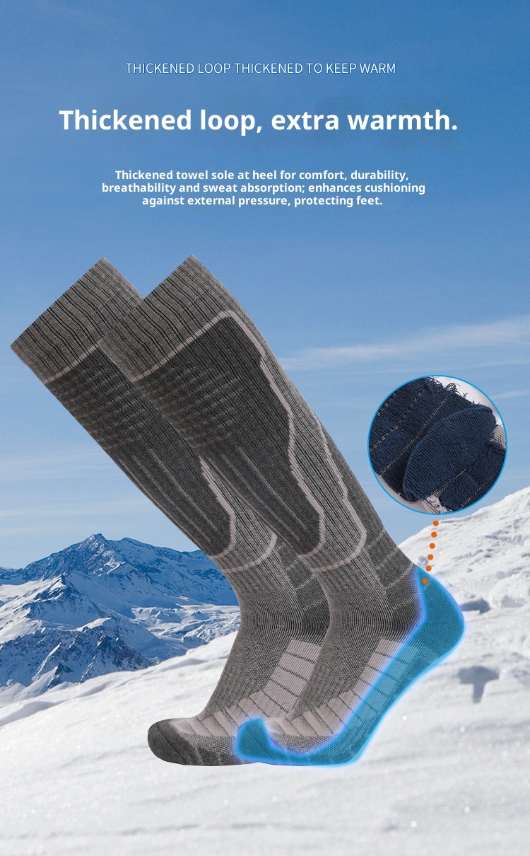 ActiveGo ActiveGo Nuovi calzini da sci professionali per uomo e donna, caldi, antiscivolo, fondo in asciugamano, spessi, tubolari alti, calzini sportivi da escursionismo_voghion.com