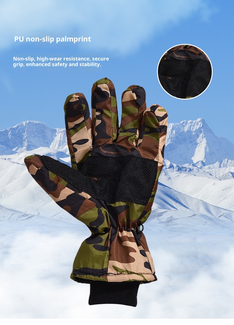 ActiveGo Camouflage Skihandschoenen voor mannen en vrouwen, warme winterse fleecevoering, verdikt, geschikt voor buitensporten, fietsen en motorrijden_voghion.com