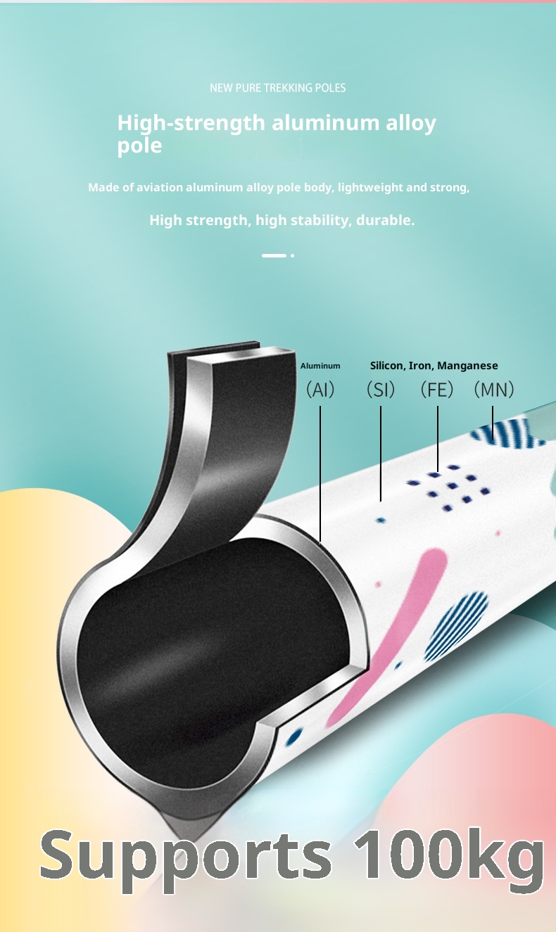 001 Robinson Kinder-Trekkingstock aus Aluminiumlegierung mit externer Verriegelung, ultraleicht, kurz, teleskopierbar, tragbar, für Jugendliche, Jungen und_voghion.com