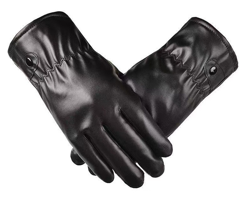 001 Autumn Winter New Touchscreen Warm Fleece PU Leather Motorcycle Outdoor Fashion Windproof Coldproof Unisex Gloves_voghion.com