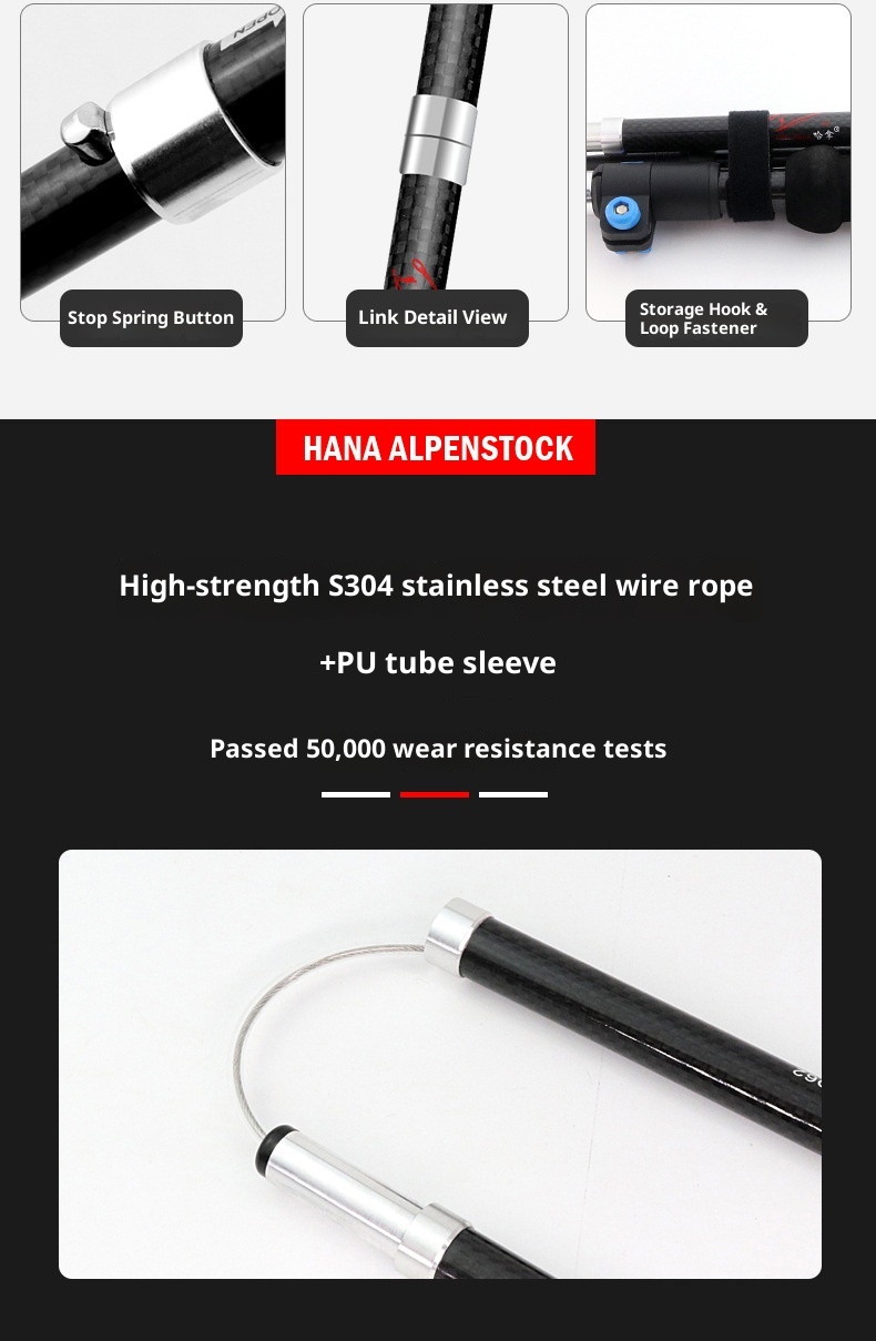 001 Fiber Teleskop-Falt-Trekkingstock für Damen und Herren, rutschfest, Wanderstock aus Carbonlegierung mit Stoßdämpfung_voghion.com