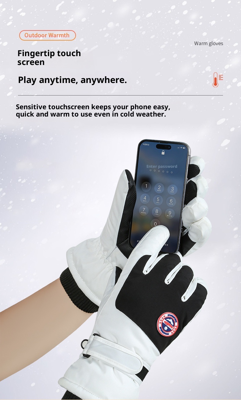 001 Verdikte skihandschoenen voor heren, winddicht, bestand tegen de kou, waterdicht, fleecevoering, warme winterkatoen,_voghion.com