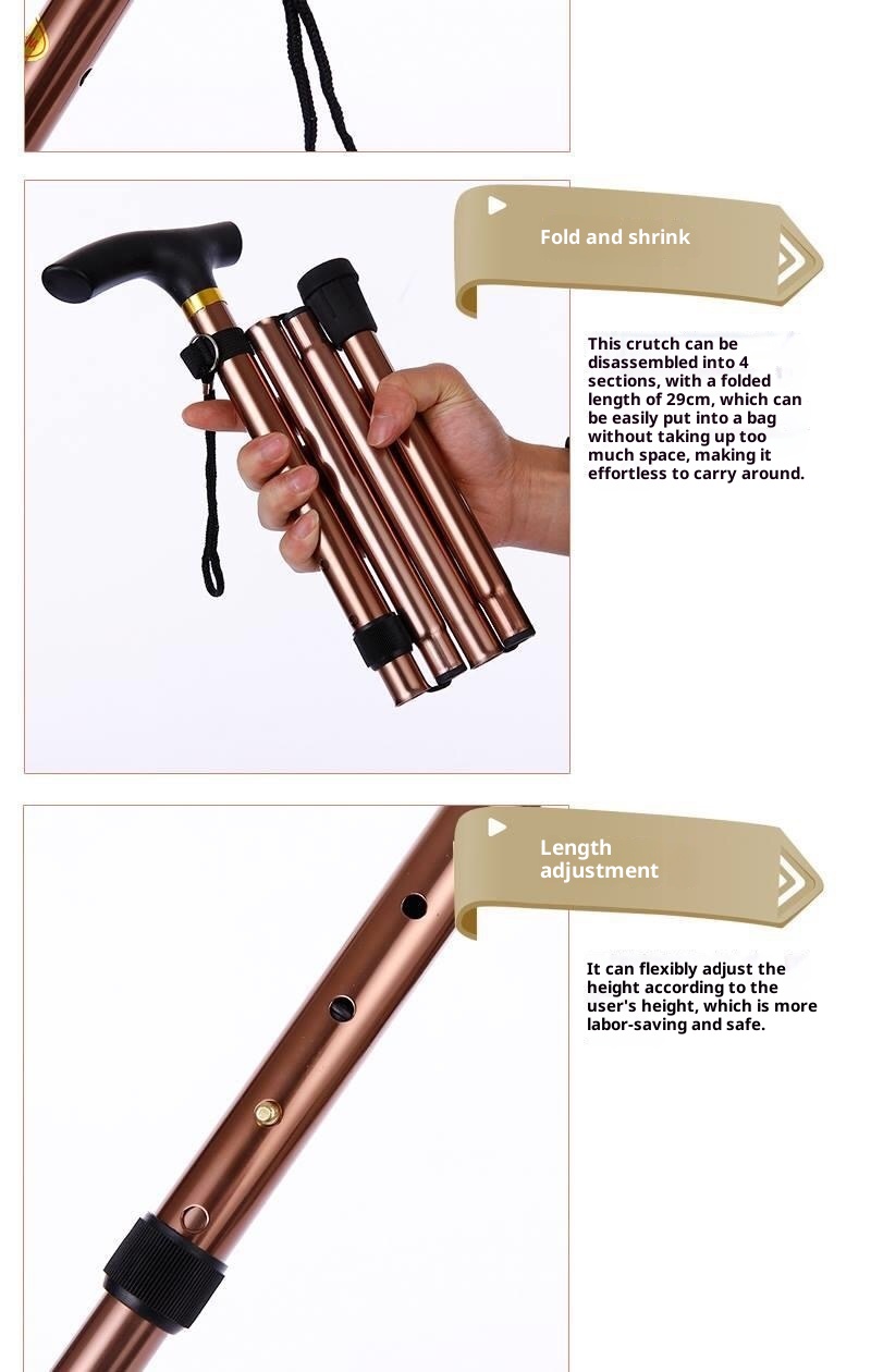 001 Anti-Slip Folding Trekking Pole Elderly 4-Section Walking Stick Telescopic Aluminum Alloy Cane Wholesale Hot Sale_voghion.com